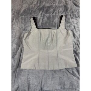 Bebe Vintage Grey Structured Corset Seam Square Neck Tank Top Size 8 Made in USA